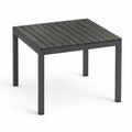 Table de jardin carrée en bois et métal anthracite avec plateau à lattes, 90 x 90 x 75 cm