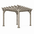 Pergola de jardin en bois gris, toiture ajourée, 426 x 305 x 244 cm, style rustique
