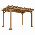 Pergola de jardin en bois marron à lames ouvertes, 400 x 300 x 250 cm, style traditionnel
